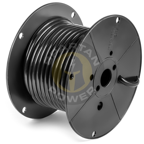 100 Feet of Black 1/0 AWG Spartan Power Battery Cable with Reel